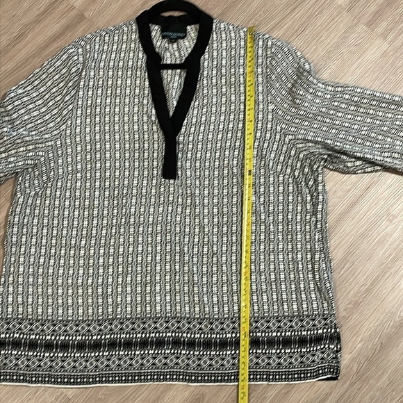 Cynthia Rowley Women Tunic Top 1X Black Abstract Print Coastal Grandma Preppy - Picture 13 of 14